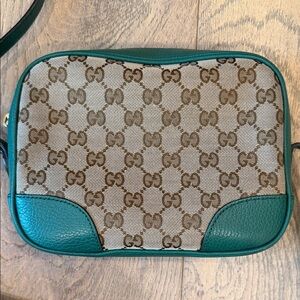 GUCCI Bree Disco Crossbody Bag GG Canvas with Leather Mini